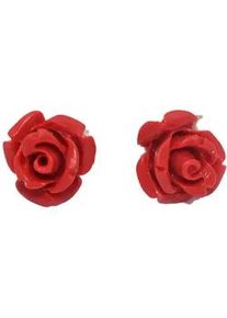 Paar Ohrstecker Firetti "Schmuck Geschenk Silber 925 Ohrschmuck Edelstein Koralle", gold (gelbgoldfarben, rot, rot), Ohrringe, Damen, 10mm, Silber 925 (Sterlingsilber), Made in Germany - mit Koralle