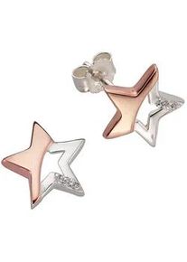 Paar Ohrstecker Firetti "Schmuck Geschenk Silber 925 Ohrschmuck Stern", rosa (silberfarben, ros&eacute;goldfarben, kristallwei&szlig;), Ohrringe, Damen, 9,7mm, Silber 925 (Sterlingsilber), mit Zirkonia (synth.)