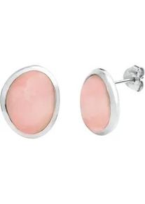 Paar Ohrstecker Celesta "Silber 925 rhodiniert mit echtem Rosenquarz", silber (silbergrau, rosa), Ohrringe, Damen, one-size, Silber 925 (Sterlingsilber)