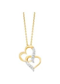 Kette mit Anh&auml;nger JULIE JULSEN "925/- Sterling Silber rhodiniert/vergoldet Herz 13 Zirkonia", bunt (mehrfarbig), Halsketten, Damen, 43cm, Silber 925 (Sterlingsilber), L: 43 B: 12mm, gl&auml;nzend, B:12mm