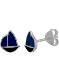 Paar Ohrstecker Vivance "925/- Sterling Silber rhodiniert Schiff Lack blau", wei&szlig;, Ohrringe, Damen, one-size, Silber 925 (Sterlingsilber)