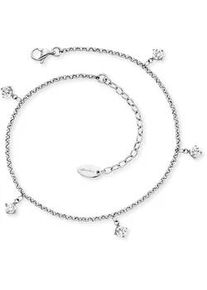 Fu&szlig;kette Engelsrufer "Shiny", silber (edelstahlfarben, kristallwei&szlig;, kristallwei&szlig;), Fu&szlig;ketten, Damen, Edelstahl, Made in Germany - mit Zirkonia (synth.)