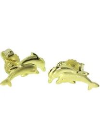 Paar Ohrstecker OSTSEE-SCHMUCK "OSTSEE-SCHMUCK Ohrstecker Delphinpaar Ohrstecker Delphinpaar", gelb, Ohrringe, Damen, 12 x 5mm, Gelbgold 333