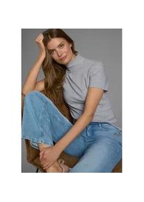 Rollkragenshirt Flashlights, Damen, Gr. 52/54 (XXL), grau (grau, meliert), Jersey, Obermaterial: 95% Baumwolle, 5% Viskose, unifarben, Basic, figurbetont h&uuml;ftlang, hoch geschlossener Ausschnitt, Shirts, figurbetont, Basic-Stil, Rollkragen, aus 100% Baumwolle, elastisch