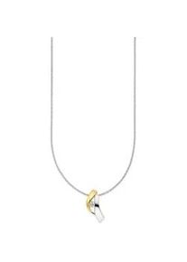 Kette mit Anh&auml;nger Bruno Banani "Schmuck Geschenk", silberfarben, gelbgoldfarben, kristallwei&szlig;, Halsketten, Damen, Silber 925 (Sterlingsilber), L: 45 B: 1mm, mit Zirkonia (synth.), B:1mm