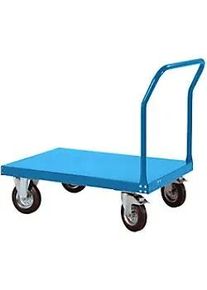 Manuflex Plattformwagen TRANSOMOBIL f&uuml;r 400 Kg mit Schiebestange Brillantblau 640 x 1.013 mm