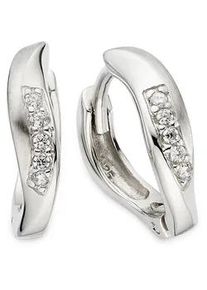 Paar Creolen Bruno Banani "Schmuck Geschenk Silbercreolen", silberfarben, kristallwei&szlig;, kristallwei&szlig;, Ohrringe, Damen, 13,2mm, Silber 925 (Sterlingsilber), mit Zirkonia (synth.)