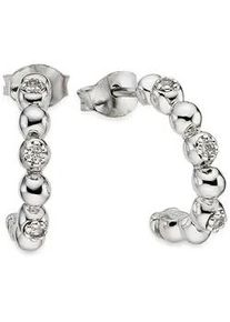 Paar Creolen Bruno Banani "Schmuck Geschenk Silbersteckcreolen", silberfarben, kristallwei&szlig;, kristallwei&szlig;, Ohrringe, Damen, 15,4mm, Silber 925 (Sterlingsilber), mit Zirkonia (synth.)