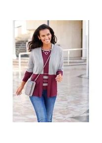 Strickjacke Casual Looks, Damen, Gr. 42, rosa (malve, steingrau, gemustert), 50% Baumwolle, 50% Polyacryl, gemustert, mehrfarbig, Strickjacken Strickjacke