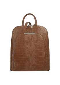 Cityrucksack CLUTY, Damen, Gr. B/H/T: 28cm x 29cm x 12cm, onesize, braun (cognac), Leder, Rindsleder, Rucks&auml;cke Cityrucksack, echt Leder, Made in Italy