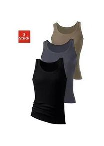 H.I.S. Unterhemd H.I.S "Doppelripp Tanktop", Herren, Gr. 5, 3 Stk., N-Gr, gr&uuml;n (olivgr&uuml;n, schwarz, anthrazit), Doppelripp, Obermaterial: 100% Baumwolle, unifarben, figurbetont, tiefer Rundhals, Unterhemden Unterhemd, aus weicher Baumwollqualit&auml;t