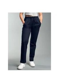Sweathose TRIGEMA "TRIGEMA Freizeithose aus Sweat-Qualit&auml;t", Damen, Gr. M, US-Gr&ouml;&szlig;en, blau (navy), Sweatware, 70% Baumwolle, 30% Polyester, Hosen Sweathose