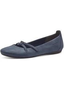 Ballerina Tamaris "Caterina", Damen, Gr. 36 (3,5), blau (navy), Lederimitat, Schuhe Ballerina, Flats, Festtagsmode, Slipper mit Gummizugriemchen