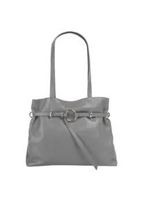 Henkeltasche Samantha Look, Damen, Gr. B/H/T: 36cm x 26cm x 15cm onesize, grau, Leder, leicht gl&auml;nzend, unifarben, Taschen, echt Leder, Made in Italy