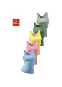 Unterhemd Petite Fleur, Damen, Gr. 50/52, N-Gr, bunt (hellblau, rosa, gelb, gr&uuml;n, grau, meliert), Doppelripp, Obermaterial: 100% Baumwolle, unifarben, k&ouml;rpernah, tiefer Rundhals, Unterhemden Unterhemd, aus weicher Doppelripp-Qualit&auml;t, Tanktop, Unterziehshirt, Topseller