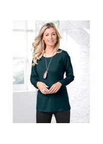 Langarmshirt Classic Basics "Shirt", Damen, Gr. 40, blau (petrol), 100% Baumwolle, unifarben, Rundhals, Shirts Langarmshirt, Topseller