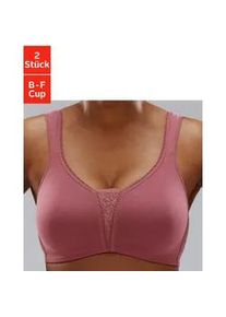 Soft-BH Petite Fleur, Damen, Gr. 110, Cup F, rosa (rosenholz, puder), Jersey, Obermaterial: 90% Baumwolle, 5% Elasthan, 5% Polyamid, BHs Soft-BH, ohne B&uuml;gel mit Spitzen-Details