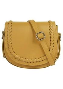 Umh&auml;ngetasche CLUTY, Damen, Gr. B/H/T: 18cm x 15cm x 6cm onesize, gelb, Leder, unifarben, Taschen Umh&auml;ngetasche, echt Leder, Made in Italy