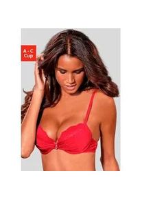 Push-up-BH Lascana, Damen, Gr. 70, Cup B, rot (kirschrot), Microtouch, Obermaterial: 60% Polyamid, 35% Polyester, 5% Elasthan, BHs BH Push-up-BH Spitzenw&auml;sche Spitzen-BH Hochzeitsw&auml;sche Dessous Hochzeitsdessous, mit 2 Tragevarianten, als Neckholder oder normal, sexy Dessous