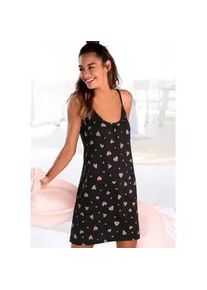 Neglig&eacute; Vivance DREAMS, Damen, Gr. 40/42, N-Gr, schwarz, Single Jersey, Obermaterial: 100% Baumwolle, gemustert, Basic, figurumspielend mini, Rundhals, Kleider Neglig&eacute;, mit Herzmuster