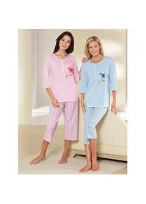 Schlafanzug Ascafa, Damen, Gr. 40/42, bunt (ros&eacute;, bleu), 100% Baumwolle, Homewear-Sets Schlafanzug