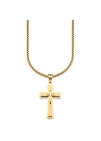 Kette mit Anh&auml;nger Bruno Banani "Schmuck Geschenk Halskette Kreuz Venezianerkette", gold (gelbgoldfarben), Halsketten, Herren, Edelstahl, L: 55 B: 3mm, B:3mm