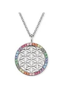 Kette mit Anh&auml;nger Engelsrufer "Lebensblume", bunt (silberfarben, gelb, orange, blau, rot, gr&uuml;n, lila, rosa), Halsketten, Damen, Silber 925 (Sterlingsilber), L: 50, mit Zirkonia (synth.)