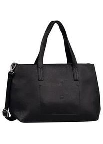 Shopper Tom Tailor "Marla", Damen, Gr. B/H/T: 34cm x 21cm x 12cm, schwarz, Polyurethan, Polyurethan (PU), clean, gepflegt, gepr&auml;gtes Muster, unifarben, Taschen Shopper, aus fein genarbtem Lederimitat au&szlig;en und weichem Suede-Imitat Futter