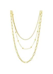 Edelstahlkette Firetti "Schmuck Geschenk Trio Layerkette", gold (gelbgoldfarben), Halsketten, Damen, Edelstahl, L: 45, Edelstahlkette