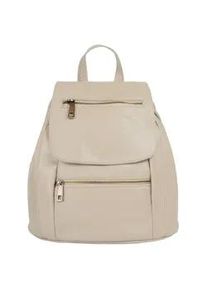 Cityrucksack Samantha Look, Damen, Gr. B/H/T: 24cm x 27cm x 11cm, onesize, beige (creme), Leder, Rindsleder, beschichtet, leicht gl&auml;nzend, Rucks&auml;cke Cityrucksack, echt Leder, Made in Italy