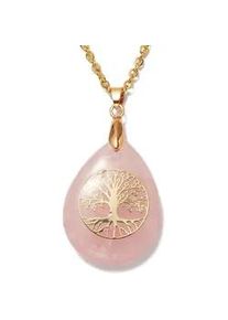 Kette mit Anh&auml;nger Firetti "Schmuck Geschenk Lebensbaum", bunt (gelbgoldfarben, rosa), Halsketten, Damen, Edelstahl, L: 50 B: 2mm, Made in Germany - mit Rosenquarz, Lapislazuli, Aventurin oder Amethyst, B:2mm
