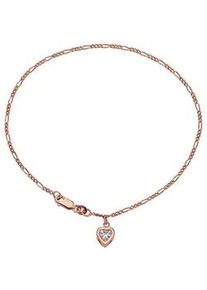Fu&szlig;kette Firetti "Schmuck Geschenk Silber 925 K&ouml;rperschmuck Herz+LIEBE Figarokette", rosa (ros&eacute;goldfarben, wei&szlig;), Fu&szlig;ketten, Damen, Silber 925 (Sterlingsilber), mit Zirkonia (synth.)