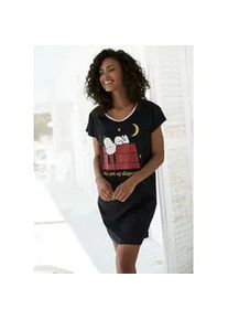 Nachthemd PEANUTS, Damen, Gr. 32/34, N-Gr, schwarz, Single Jersey, Obermaterial: 100% Baumwolle, bedruckt, bequem, Rundhals, Kleider Nachthemd, mit Snoopy Druckmotiv