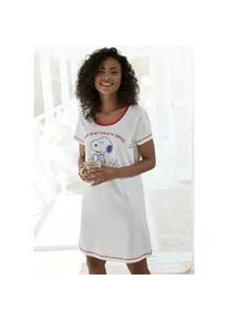 Nachthemd PEANUTS, Damen, Gr. 32/34, N-Gr, beige (ecru), Single Jersey, Obermaterial: 100% Baumwolle, unifarben, Basic, Rundhals, abgesteppt, Kleider Nachthemd, mit Snoopy Druckmotiv