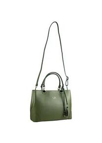 Henkeltasche "Miami", Damen, Gr. B/H/T: 31cm x 23cm x 11cm onesize, gr&uuml;n (khaki), Leder, Collezione Alessandro, Taschen, hochwertiges Rindsleder mit Quaste und Anh&auml;nger
