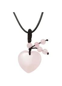 Kette mit Anh&auml;nger Firetti "Schmuck Geschenk Halsschmuck Halskette Herz", rosa (silberfarben, braun, schwarz, rosa), Halsketten, Damen, Messing Nylon, L: 51 B: 4mm, Messing, Nylon, Made in Germany - mit Rosenquarz, B:4mm