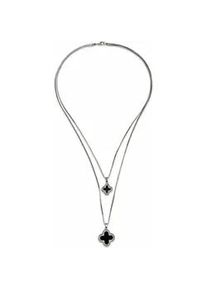 Kette mit Anh&auml;nger Firetti "Kreuz, zweireihig", schwarz (metallfarben, schwarz, kristallwei&szlig;), Halsketten, Damen, Kunststoff Metall, L: 60, Kunststoff, Metall, mit Glasstein