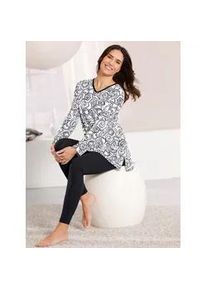 Schlafanzug, Damen, Gr. 44/46, schwarz-wei&szlig; (wei&szlig;, schwarz, bedruckt), 95% Baumwolle, 5% Elasthan, Shirt-Qualit&auml;t:100% Baumwolle, Homewear-Sets Schlafanzug