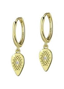 Paar Creolen Firetti "Schmuck Geschenk Silber 925 B&ouml;ser Blick Magisches Auge Nazar Auge", gold (gelbgoldfarben, kristallwei&szlig;, kristallwei&szlig;), Ohrringe, Damen, Silber 925 (Sterlingsilber), Made in Germany - mit Zirkonia (synth.)