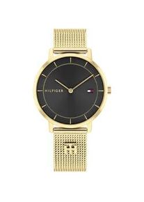 Quarzuhr Tommy Hilfiger "TEA", gold (goldfarben, schwarz), Armbanduhren, Damen, Quarzuhr, Armbanduhr, Damenuhr, Edelstahlarmband, analog