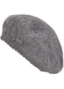 Baskenm&uuml;tze Chillouts, Damen, grau, Feinstrick, Materialmix, Zopfmuster, unifarben, M&uuml;tzen, f&uuml;r k&uuml;hle Herbst- und Wintertage
