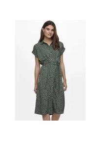 Hemdblusenkleid Only "ONLHANNOVER S/S SHIRT DRESS NOOS WVN", Damen, Gr. 34 (XS), N-Gr, gr&uuml;n (laurel wreath aop animal), Web, Obermaterial: 100% Polyester, gemustert, Kleider, Sommerkleid