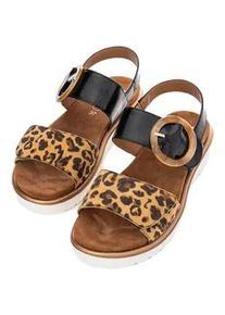 Riemchensandale Ara "BILBAO", Damen, Gr. 40, schwarz (schwarz, leo), Lackleder, Veloursleder, gl&auml;nzend, Schuhe Riemchensandale, Keilsandale, Plateausandale mit Klettverschl&uuml;ssen, G-Weite