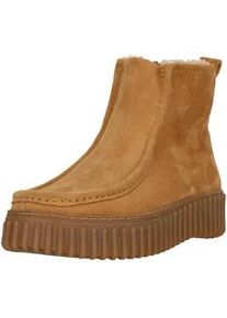 Stiefel Clarks "Torhill Cozy", Damen, Gr. 42, beige, Leder, Schuhe Stiefel, mit einem kuscheligen Futter