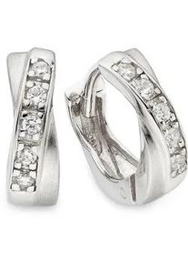 Paar Creolen Bruno Banani "Schmuck Geschenk Silbercreolen", silberfarben, kristallwei&szlig;, kristallwei&szlig;, Ohrringe, Damen, 12mm, Silber 925 (Sterlingsilber), mit Zirkonia (synth.)