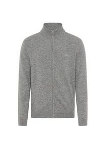 Strickjacke Gant "EXTRAFINE LAMBSWOOL ZIP CARDIGAN", Damen, Gr. 4XL, grau (dunkelgrau melange), Strick, Obermaterial: 90% Wolle, 10% Polyamid, normal h&uuml;ftlang, Rippstrickb&uuml;ndchen, Strickjacken Strickjacke, mit Logostickerei