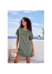 Bigshirt Kangaroos, Damen, Gr. 40/42, gr&uuml;n (khaki), Single Jersey, Obermaterial: 100% Baumwolle, bedruckt, l&auml;ssig geschnitten mini, Rundhals, Raglan&auml;rmel, Shirts Sleepshirt Nachthemd, mit Slogan-Frontdruck