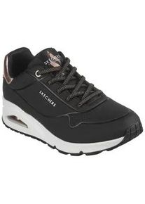 Slip-On Sneaker Skechers "UNO SHIMMER AWAY", Damen, Gr. 39, schwarz, Lederimitat, Schuhe Sneaker, Slipper, Freizeitschuh, Plateausneaker mit modischem Keilabsatz, Topseller