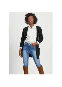 Cardigan Vila "VIRIL OPEN L/S KNIT CARDIGAN - NOOS", Damen, Gr. XS, schwarz, Feinstrick, Obermaterial: 50% Viskose, 27% Nylon, 23% Polyester, unifarben, Basic, h&uuml;ftbedeckend, tiefer V-Ausschnitt, Rippb&uuml;ndchen, Strickjacken, in offener Form