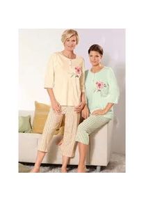 Schlafanzug Ascafa, Damen, Gr. 40/42, bunt (apricot, lind), 100% Baumwolle, Homewear-Sets Schlafanzug